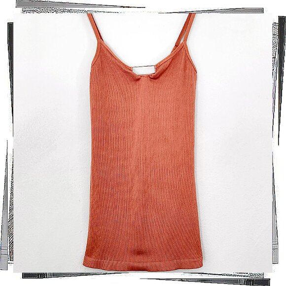 Nordstrom | Tops | Rust Color Ribbed Tank W Silver Metal Hardware S By ...